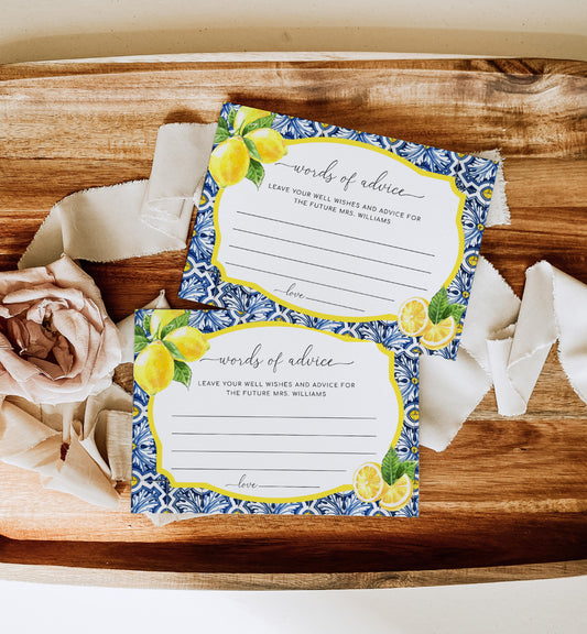 Positano Lemons | Printable Words Of Advice Sign and Card Bundle Template