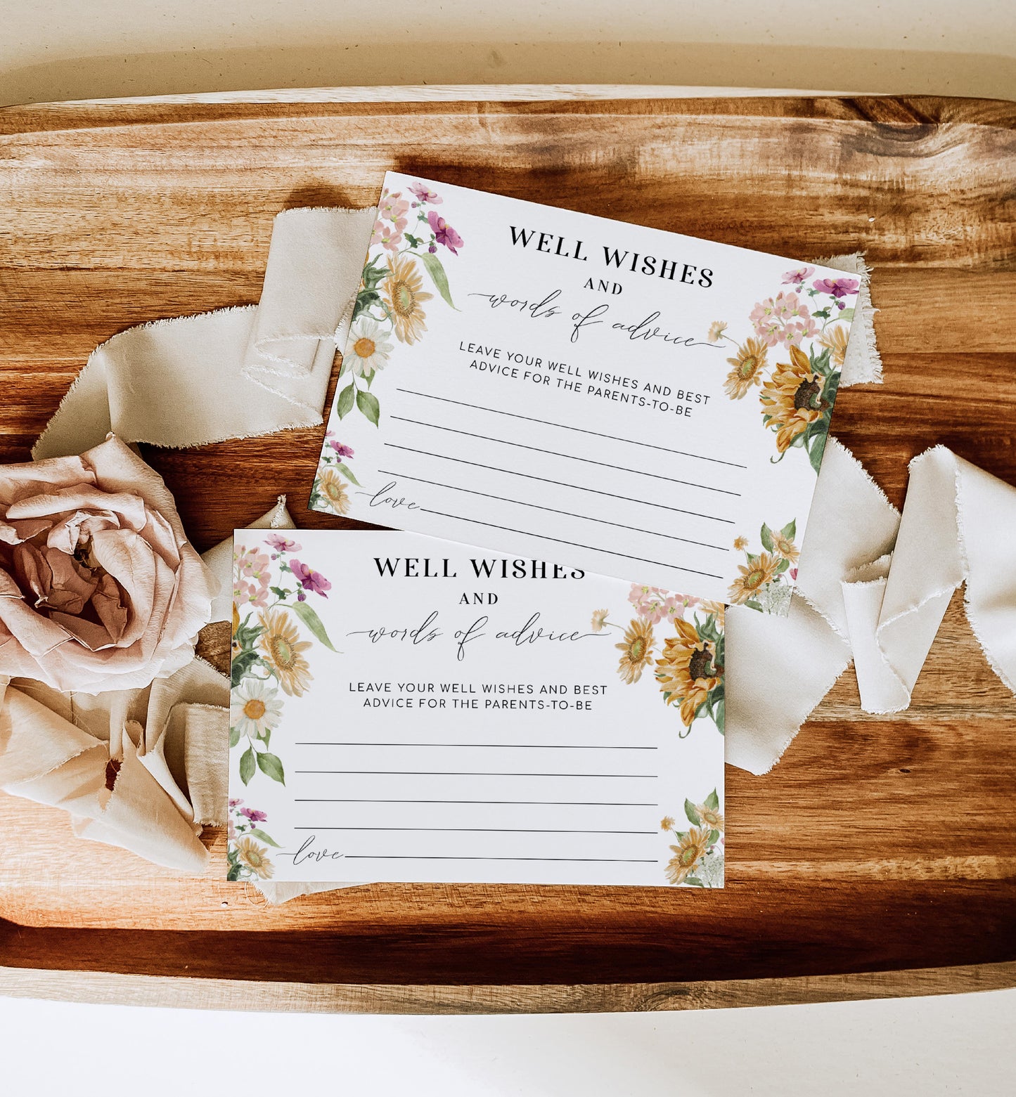 Mews Floral White | Printable Words Of Advice Sign and Card Template