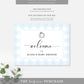 Gingham Blue Pumpkin | Printable Welcome Sign Template